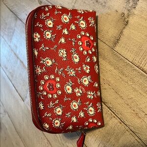 Coach Vibrant Red Floral Cosmetic Bag